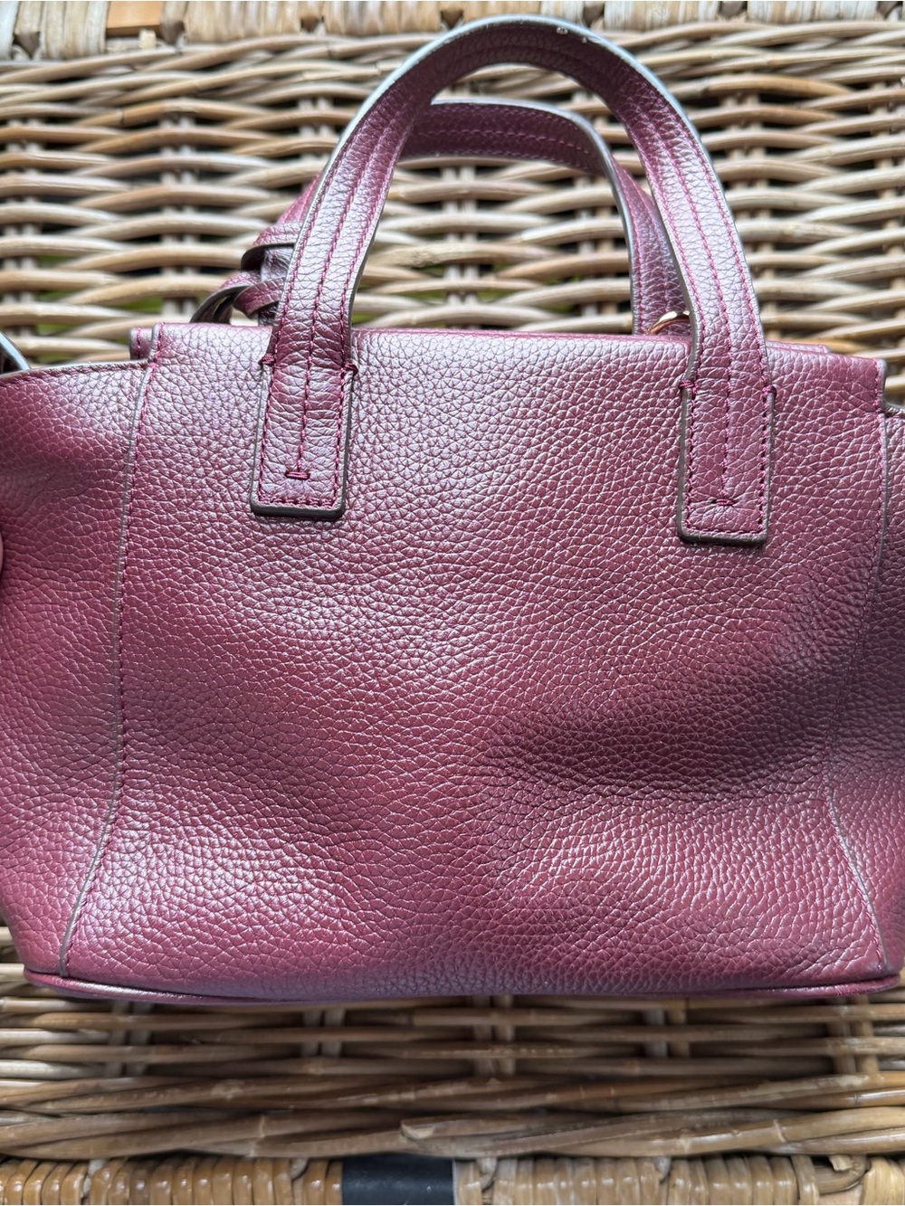 Tory Burch Mini Tote in Burgundy with Tassel And TB Key Chain - Picture 4 of 13